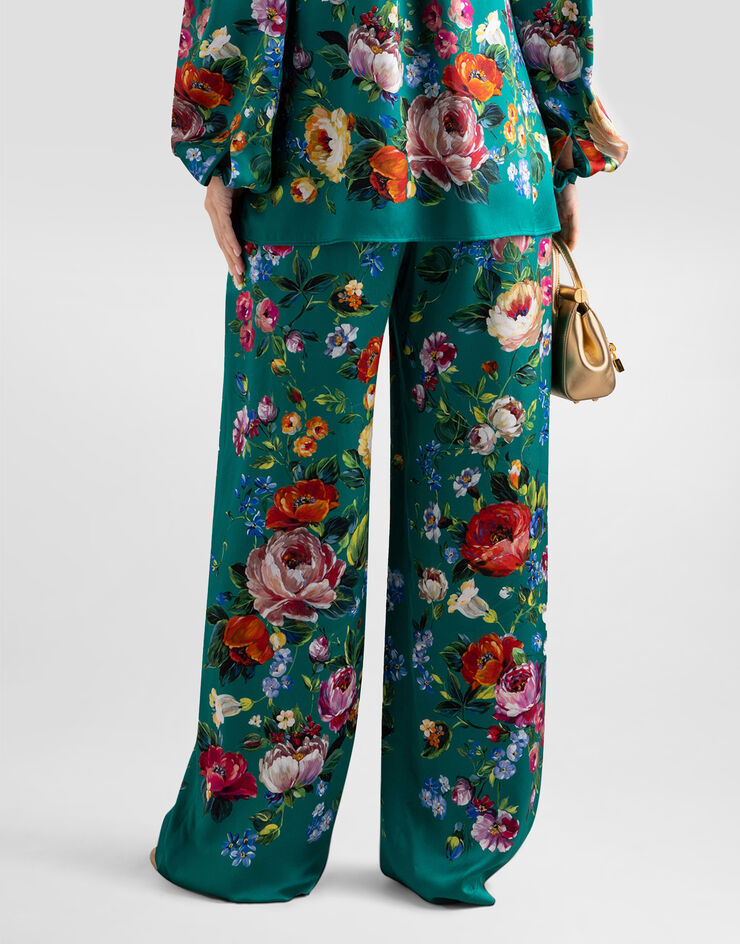 Dolce & Gabbana Rose-print satin vanity trousers Multicolor I3J77WHI12R