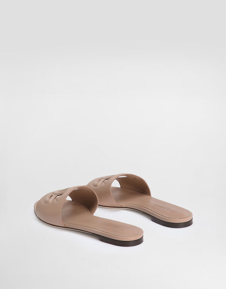 Dolce & Gabbana Calfskin slides with DG logo Pale Pink CQ0436AY329