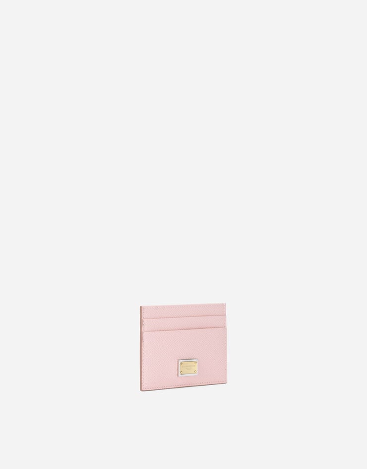 Dolce & Gabbana Calfskin card holder with plate Pink BI0330A1001