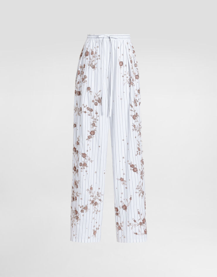 Dolce & Gabbana بنطال من بوبلين بتطريز أزهار بخيوط ومزين بكريستالات Dolce & Gabbana بنطال من بوبلين بتطريز أزهار بخيوط ومزين بكريستالات Multicolor FTDJDZGDDSA