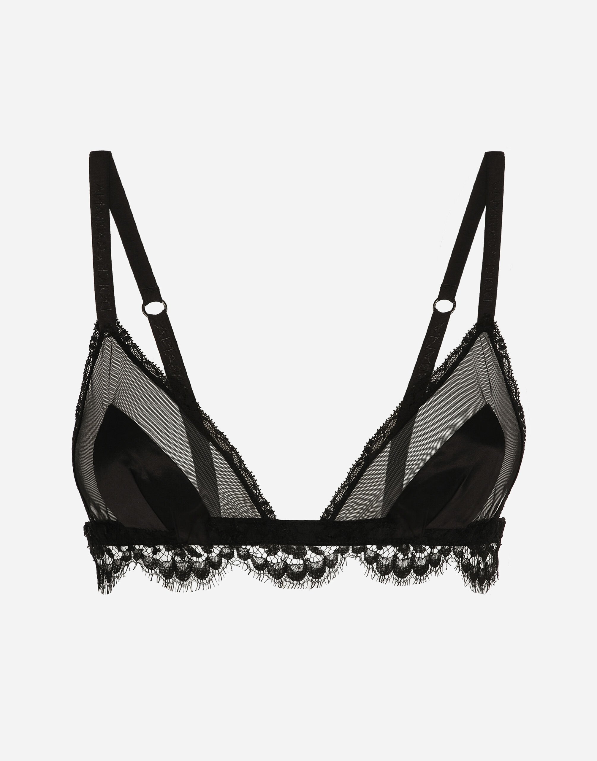 Dolce & Gabbana Reggiseno a triangolo soft cup in tulle, raso e pizzo Nero O1G24TONQ79