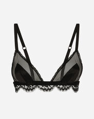 Dolce & Gabbana Satin, lace and tulle soft-cup triangle bra Black O1G24TONQ79