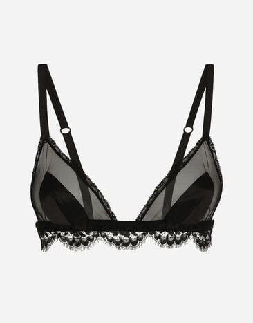 Dolce & Gabbana Satin, lace and tulle soft-cup triangle bra Print F6JGHTHS10S