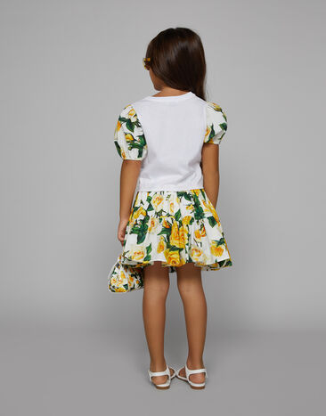 Dolce & Gabbana Poplin skirt with yellow rose print Print L54I49HS5QR