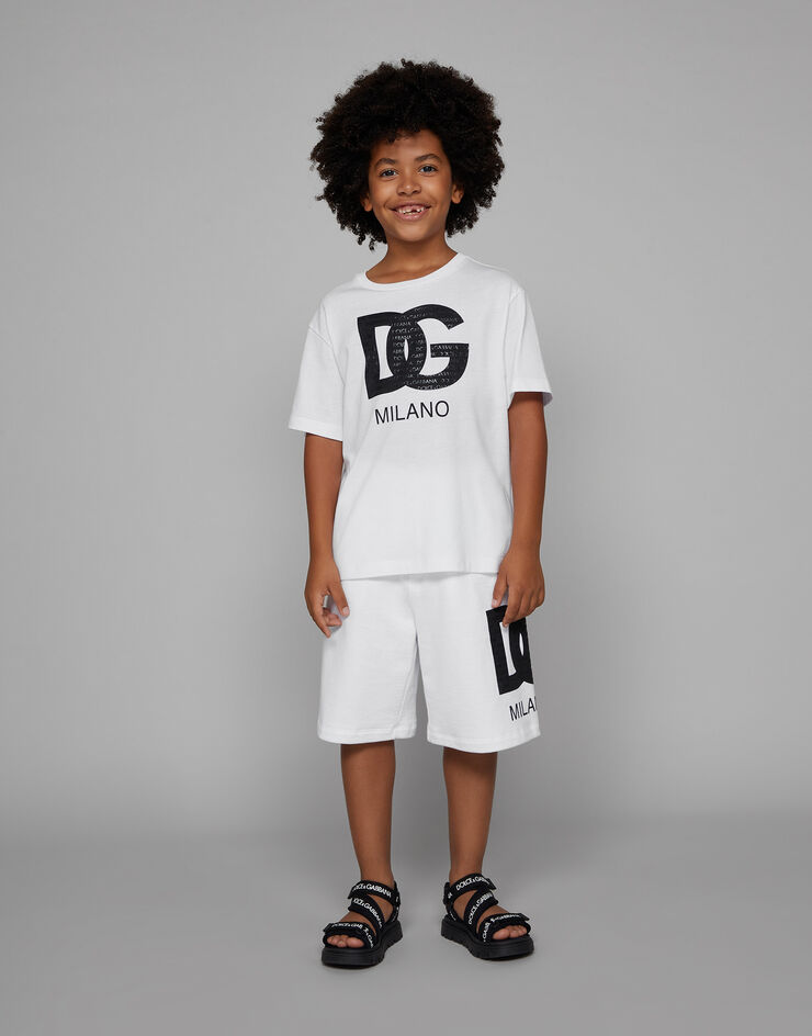 Dolce & Gabbana Jersey T-shirt with DG logo print Weiss L4JTEYG7L4M