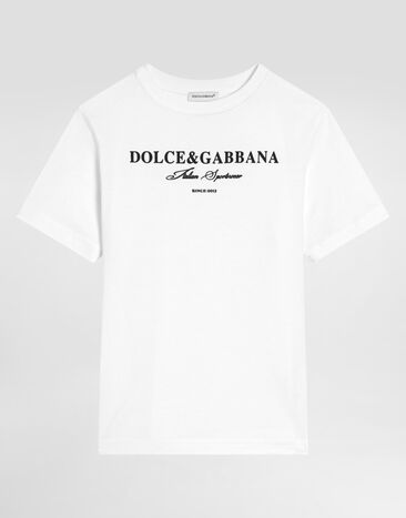 Dolce & Gabbana Short-sleeved jersey t-shirt with Dolce&Gabbana print White L4JTHUG7PBN