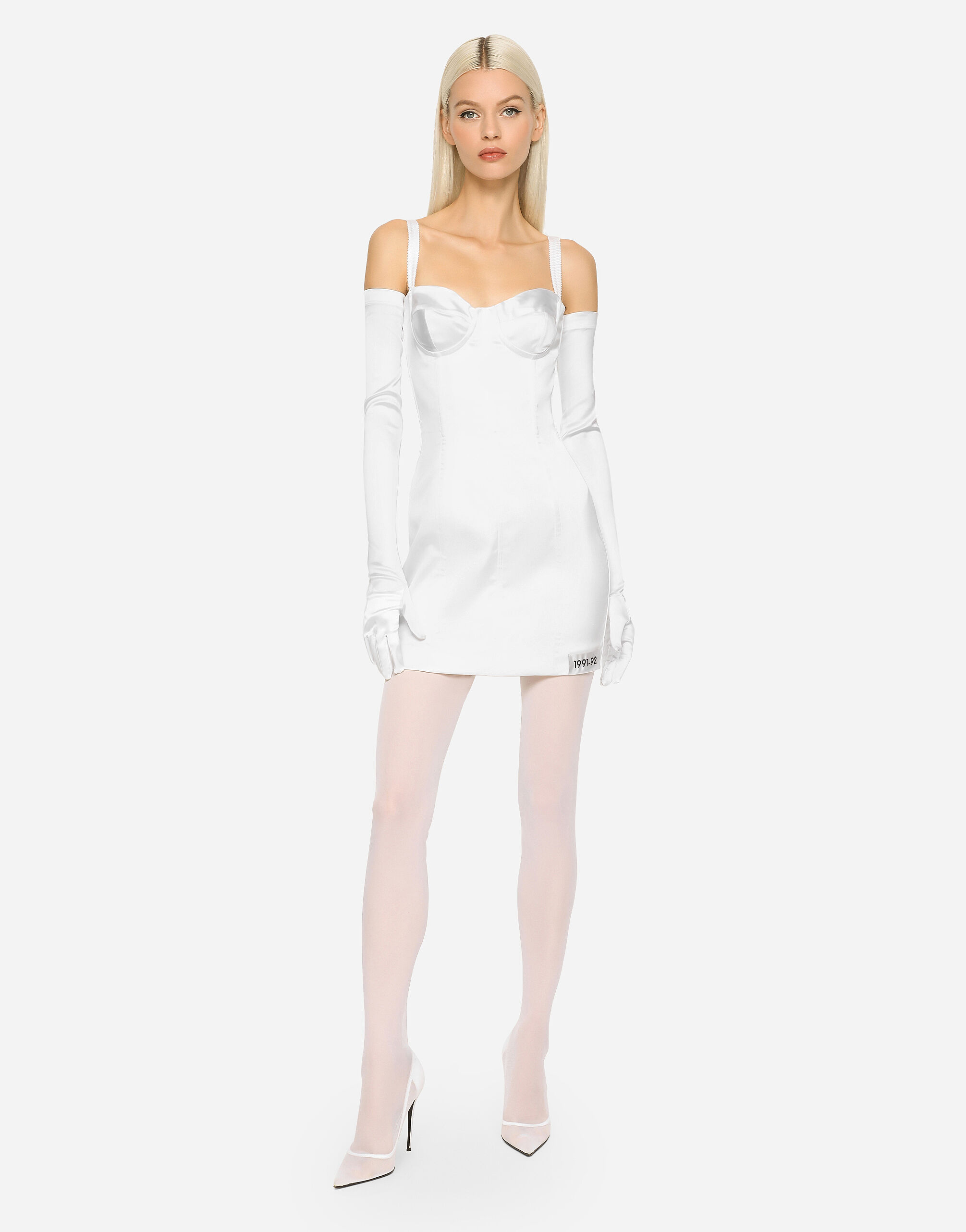 KIM DOLCE&GABBANA Stretch satin minidress in White for Women