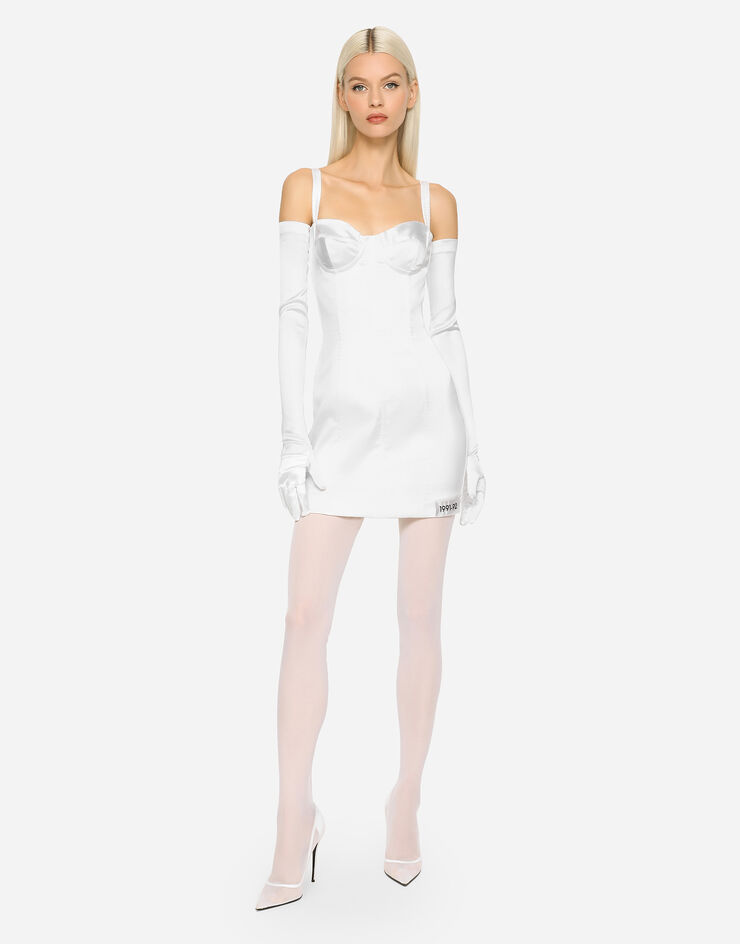 Dolce & Gabbana KIM DOLCE&GABBANA Minikleid aus Stretchsatin Weiss F6CLMTFURHM
