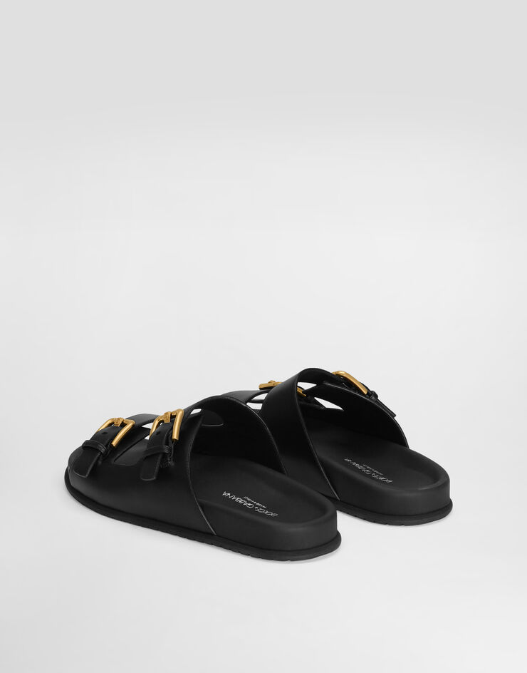 Dolce & Gabbana 小牛皮拖鞋 黑 CQ0632AS738