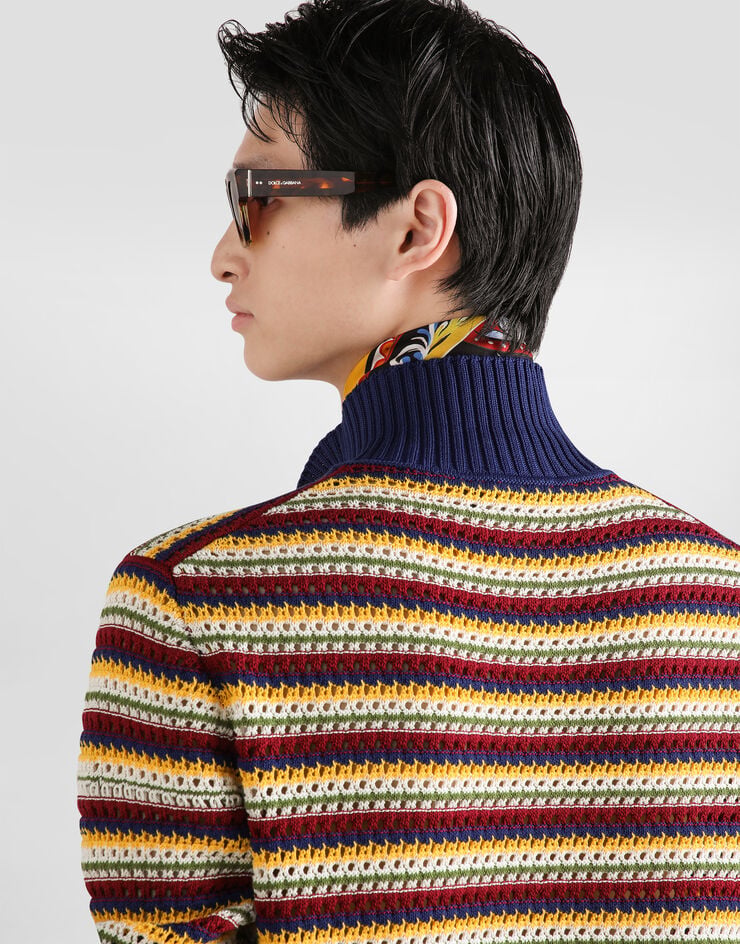 Dolce & Gabbana قميص بولو من قطن بخطوط Multicolor GXZ25ZJBCKO