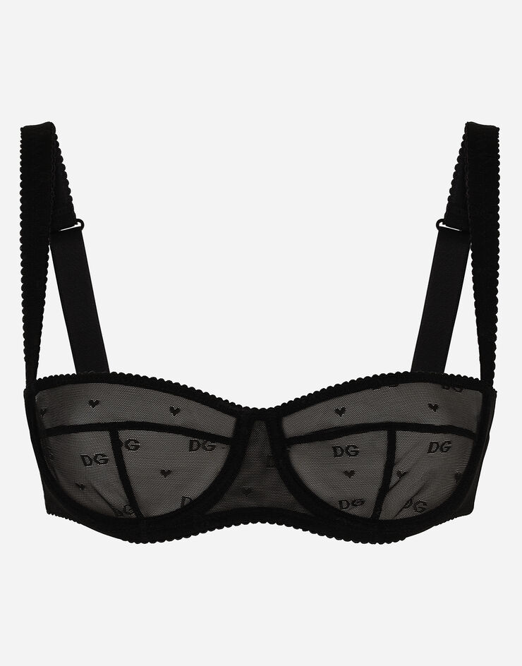 Dolce & Gabbana Jacquard tulle balconette bra Black O1B80TFLUAP