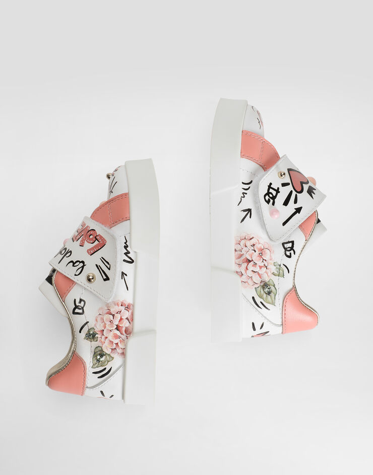 Dolce & Gabbana Calfskin sneakers with rhinestones Multicolor DN0143AZ260