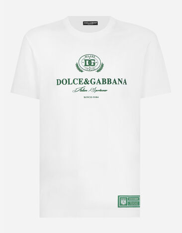 Dolce & Gabbana Футболка из хлопка с принтом логотипа Отпечатки G8RV9TII7CZ