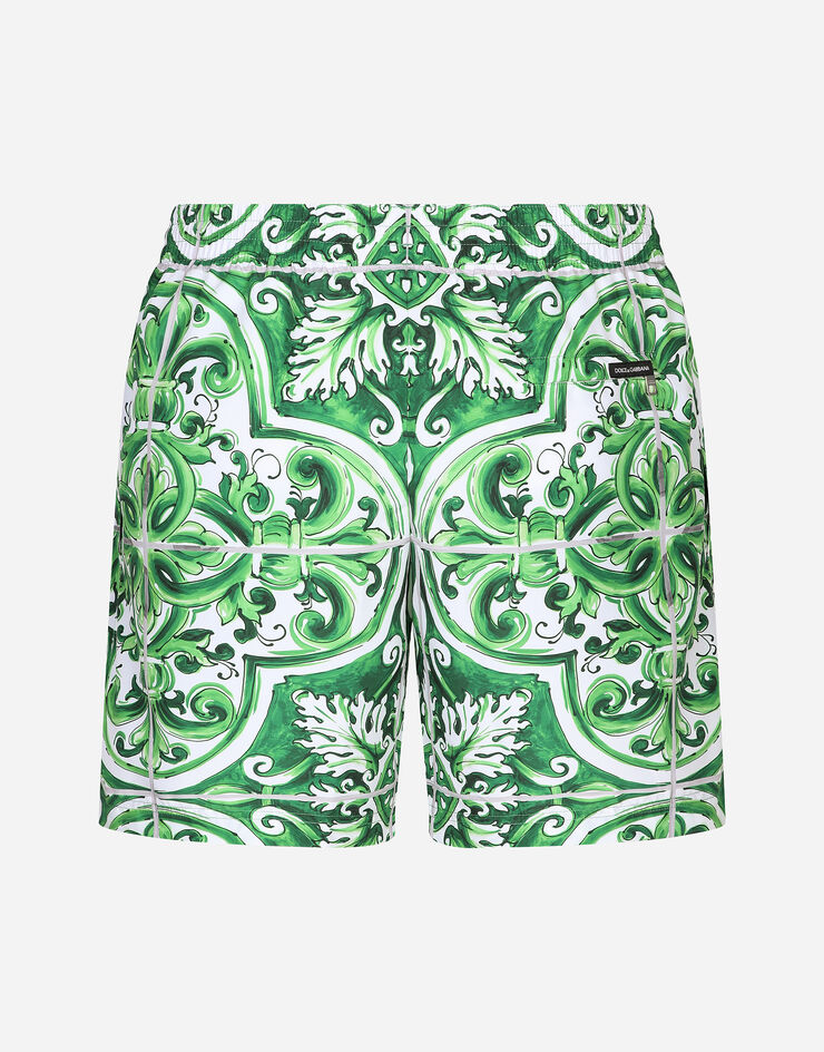 Dolce & Gabbana Boxer de bain mi-long à imprimé majoliques Imprimé M4A13TFIM4R