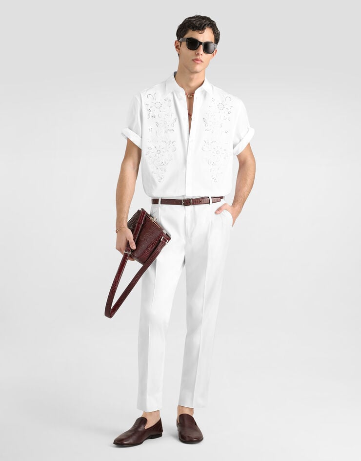 Dolce & Gabbana Hawaii poplin shirt with cutwork Dolce & Gabbana Hawaii poplin shirt with cutwork White G5OT8ZGK411