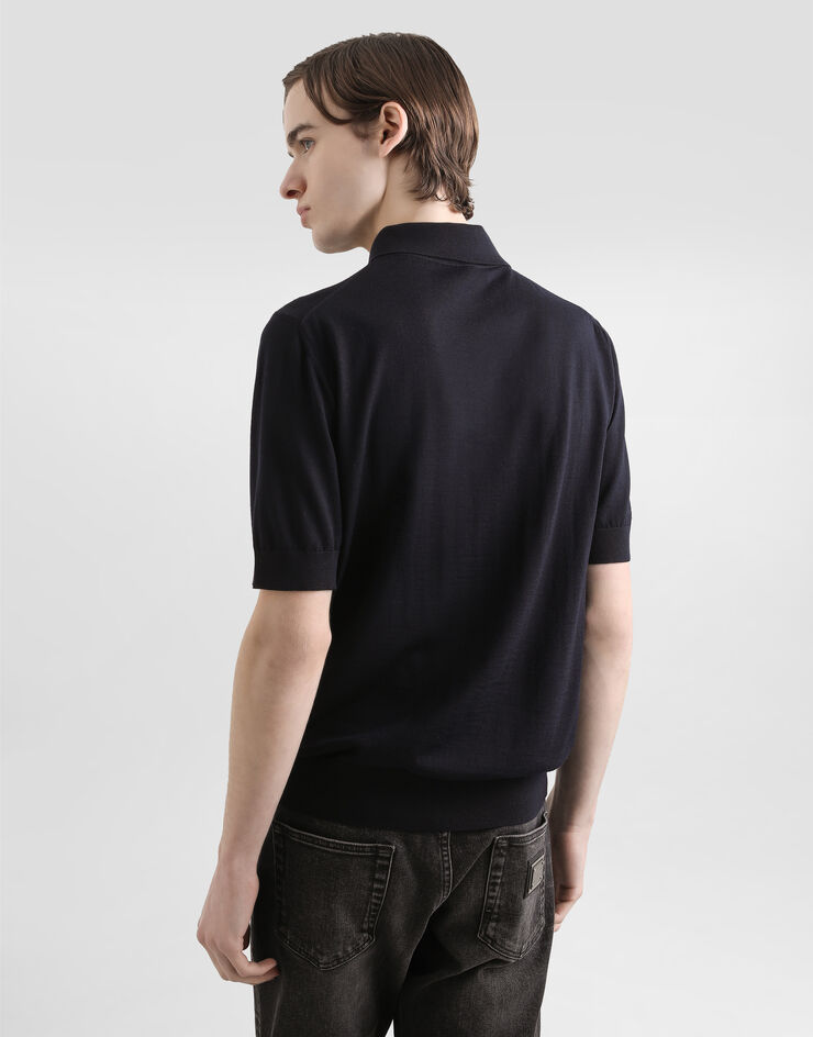 Dolce & Gabbana Fine-gauge wool polo shirt Blue GXZ02TJDVBV