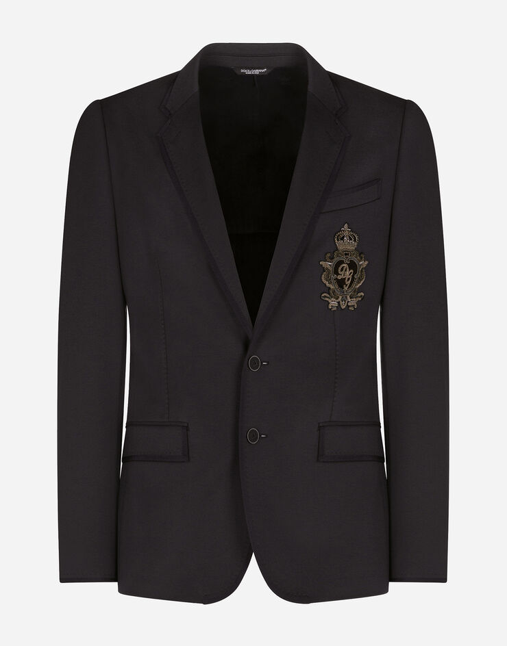 Dolce & Gabbana Jersey jacket with patch Blue G2MR5ZFUGI2