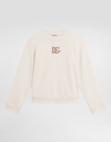 Dolce & Gabbana Sweatshirt with DG sequin patch Pink L5JWBUG7PKQ
