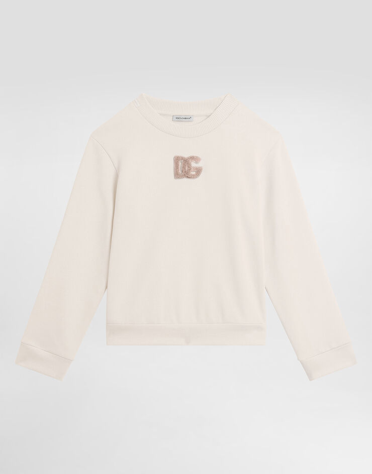 Dolce & Gabbana Sweatshirt with DG sequin patch Pink L5JWBUG7PKQ