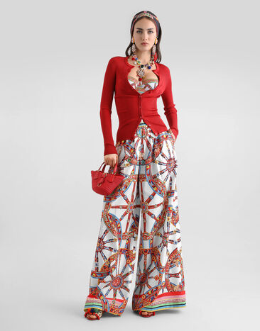 Dolce & Gabbana Ribbed viscose knit cardigan Red FXVETTJAIR5