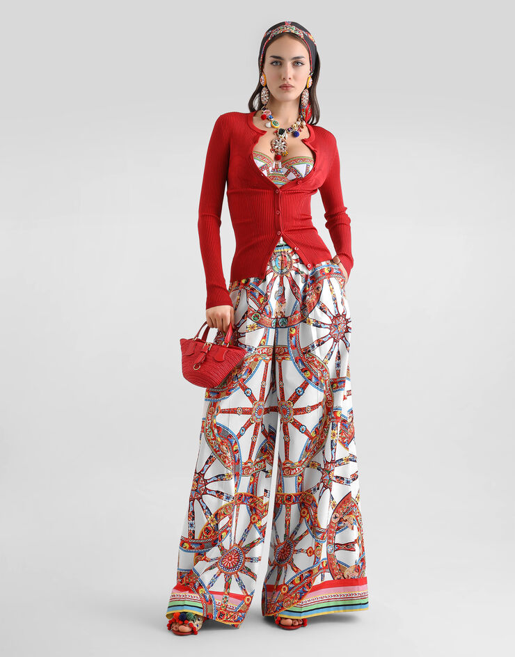 Dolce & Gabbana Ribbed viscose knit cardigan Red FXVETTJAIR5
