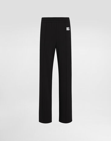 Dolce & Gabbana Flared jersey jogging pants with DG logo embroidery Black FTBM0TFU21E