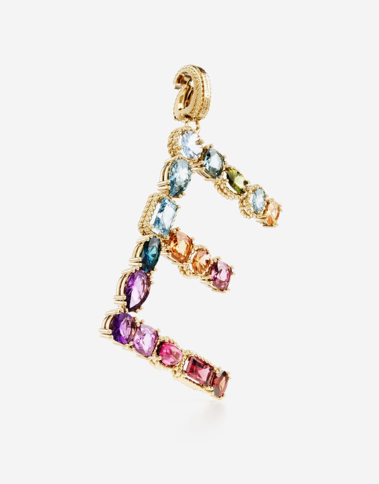 Dolce & Gabbana Подвеска в форме буквы E Rainbow alphabet из желтого золота 18 карат с разноцветными камнями ЗОЛОТОЙ WANR1GWMIXE