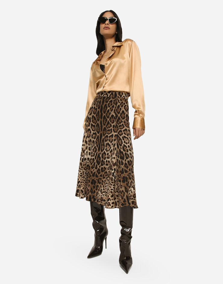 Dolce&Gabbana Leopard-print cady circle skirt Animal Print F4CQCTFSRKI