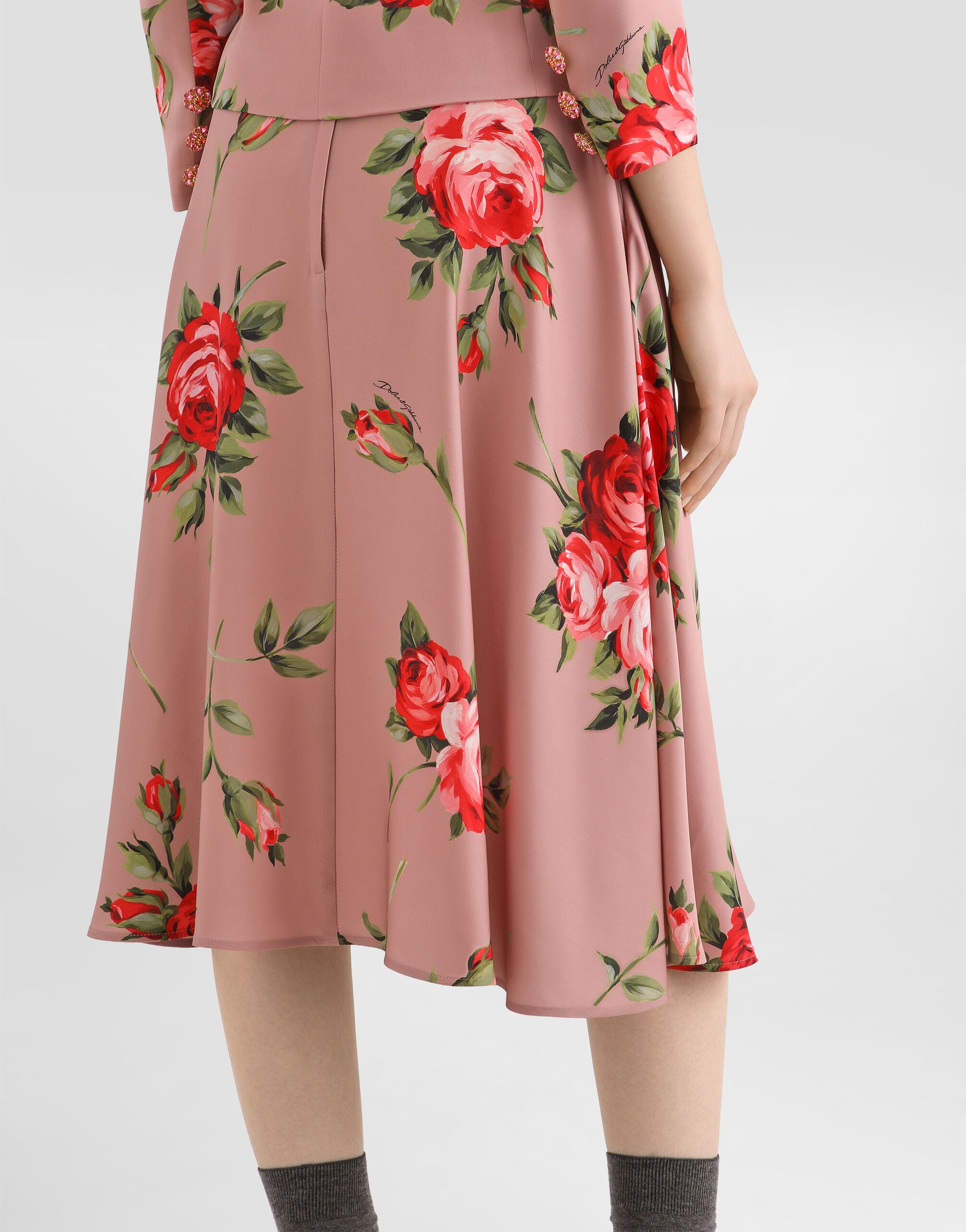 DOLCE&GABBANA ローズ柄 フレアスカート Rose bouquet-print midi skirt in Multicolor for Women
