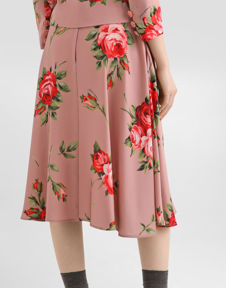 Dolce & Gabbana Rose bouquet-print midi skirt Multicolor F4C02TFSA8Q