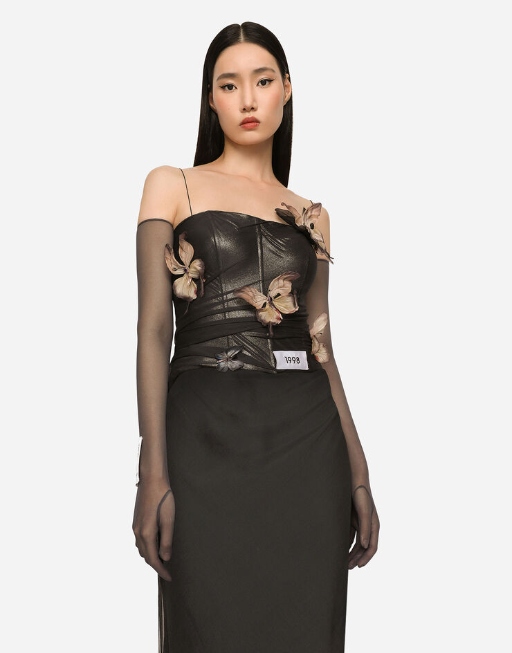 Dolce & Gabbana KIM DOLCE&GABBANA Abito lungo in chiffon con farfalle Grigio F6CMBZFU1AW