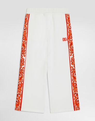 Dolce & Gabbana Majolica-print fleece trousers White L5JPI8G7P4K