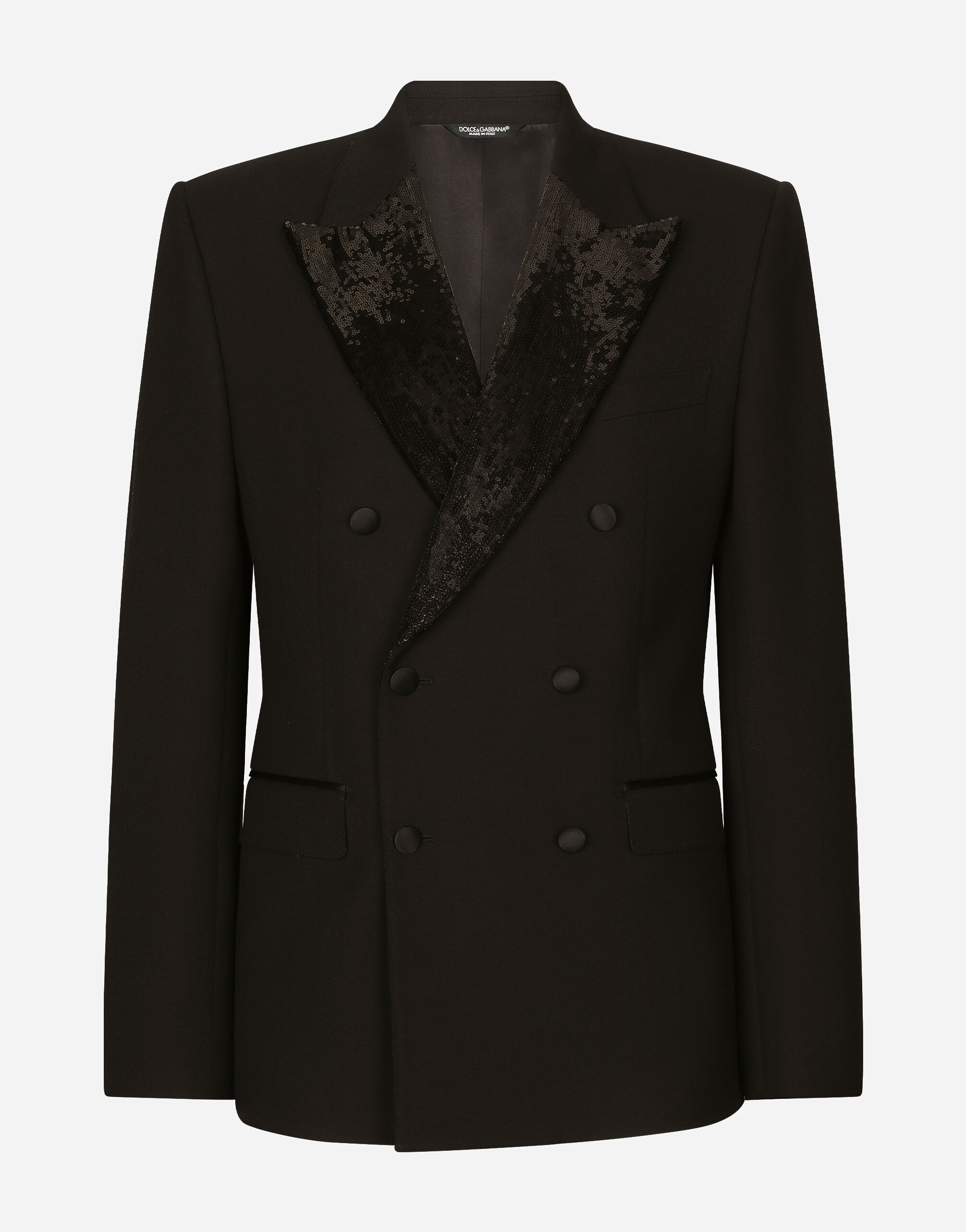 コート Dolce & Gabbana double-breasted stretch fabric jacket Double-breasted wool Sicilia-fit tuxedo jacket in Black for