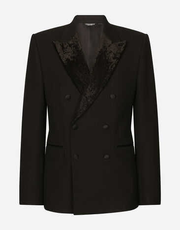 Dolce & Gabbana Chaqueta Sicilia de esmoquin en lana con botonadura doble Negro G2QU4TFURLT