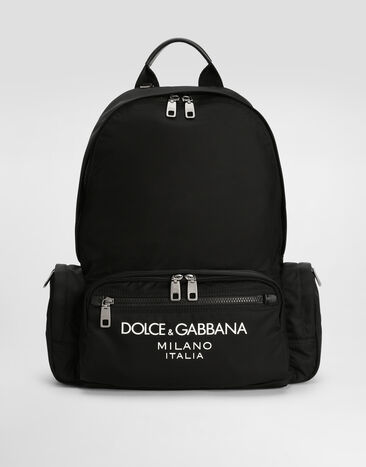Dolce & Gabbana Nylon backpack with rubberized logo Black BM2197AG182