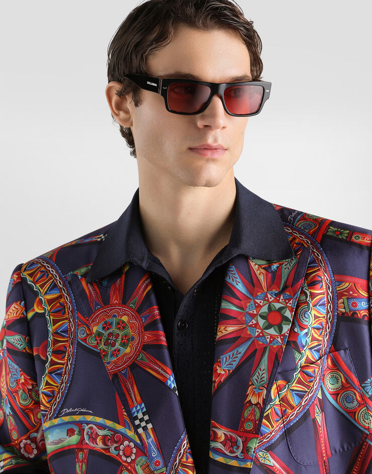 Dolce & Gabbana Carretto-print silk twill double-breasted portofino jacket Multicolor G2WN6TIS131