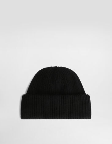 Dolce & Gabbana English rib knit hat with logo Multicolor GX65KTJGMM4