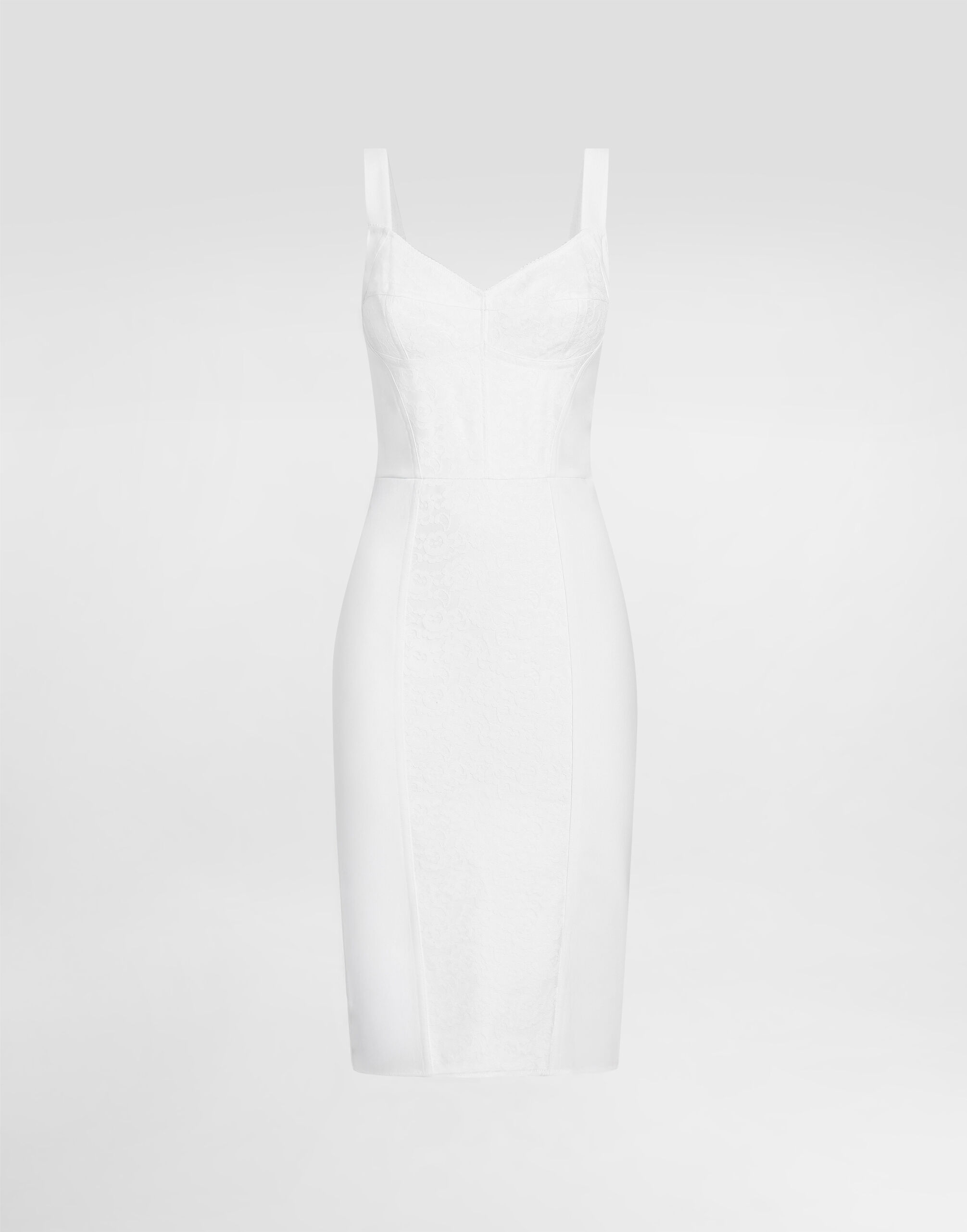 Sheath dress in elastic fabric and lace - thumbnail 5