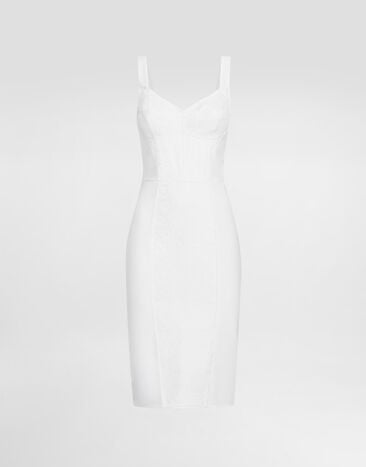 Dolce&Gabbana Sheath dress in elastic fabric and lace White F63G9TGDCLQ