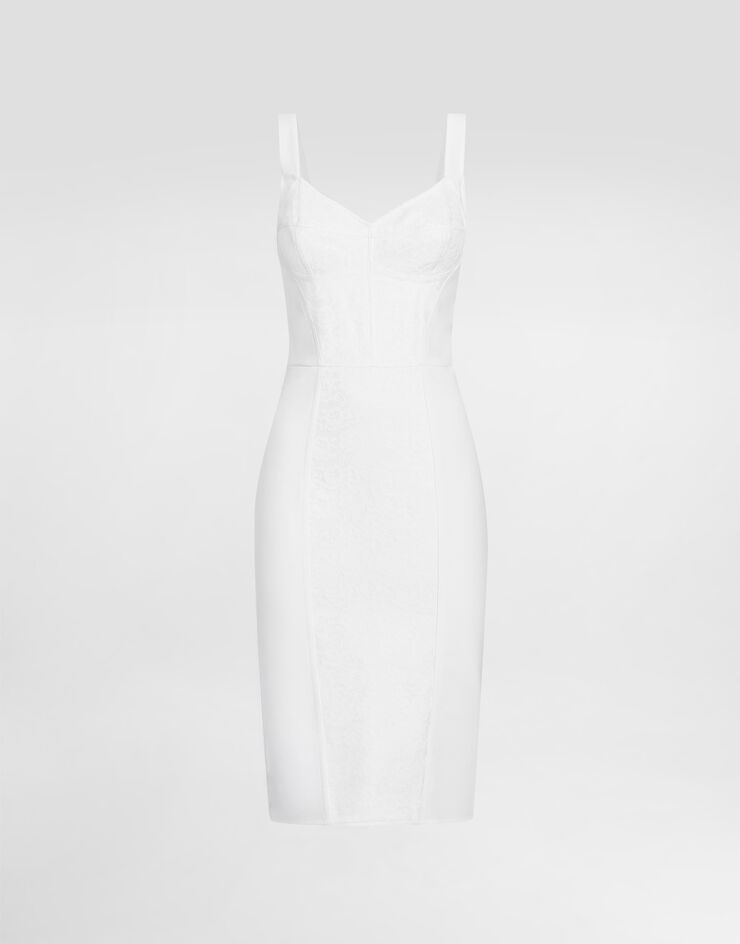 Dolce&Gabbana Sheath dress in elastic fabric and lace Dolce&Gabbana Sheath dress in elastic fabric and lace White F63G9TGDCLQ