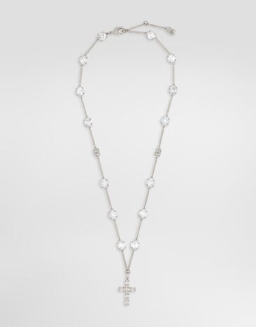 Dolce & Gabbana Rosary-style necklace with rhinestone-detailed crosses Crystal WNQ2D6W2222