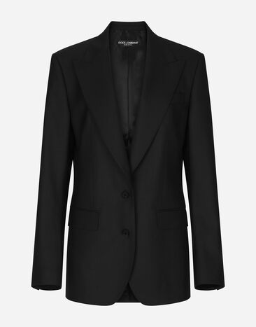 Dolce & Gabbana Einreihige Jacke aus Wolle in Leinwandbindung Drucken F7AA7TFSFNM