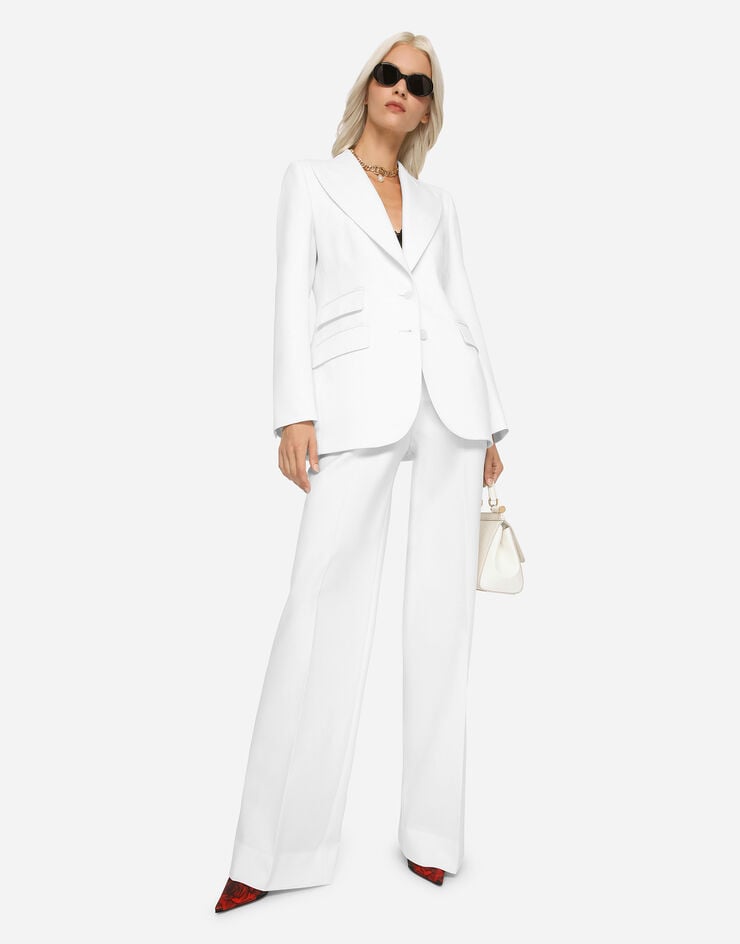 Dolce & Gabbana Veste droite Turlington en toile de laine Blanc F29Z8TFUCCS