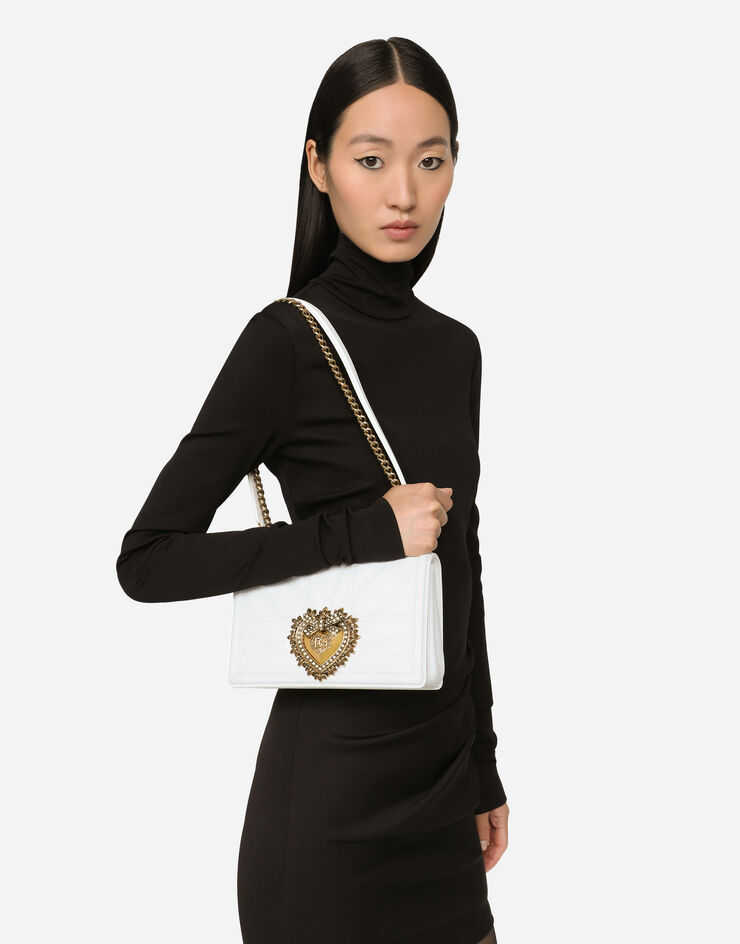 Dolce & Gabbana Devotion 中号绗缝纳帕皮革手袋 白 BB7158AW437