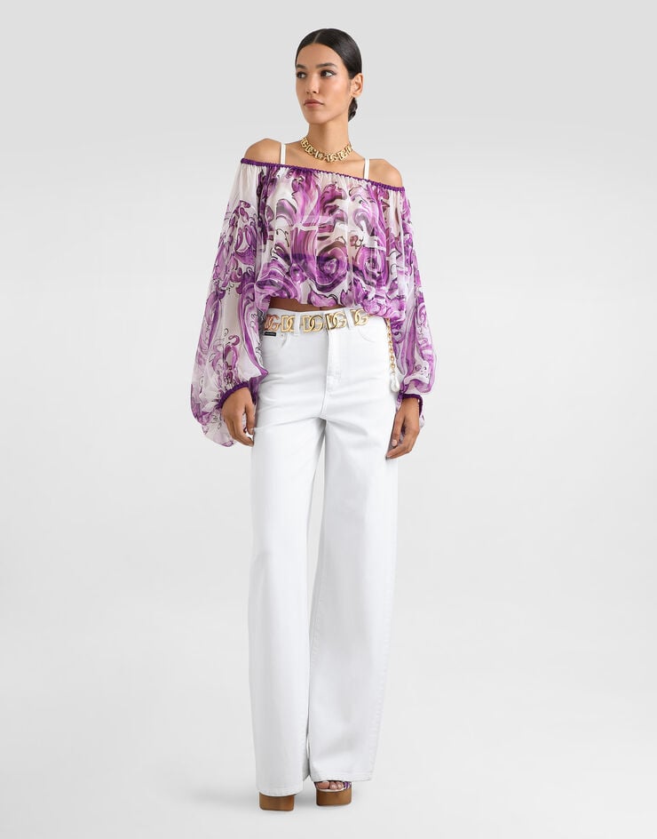 Dolce & Gabbana Majolica-print silk chiffon top Multicolor F72G7THI1T4