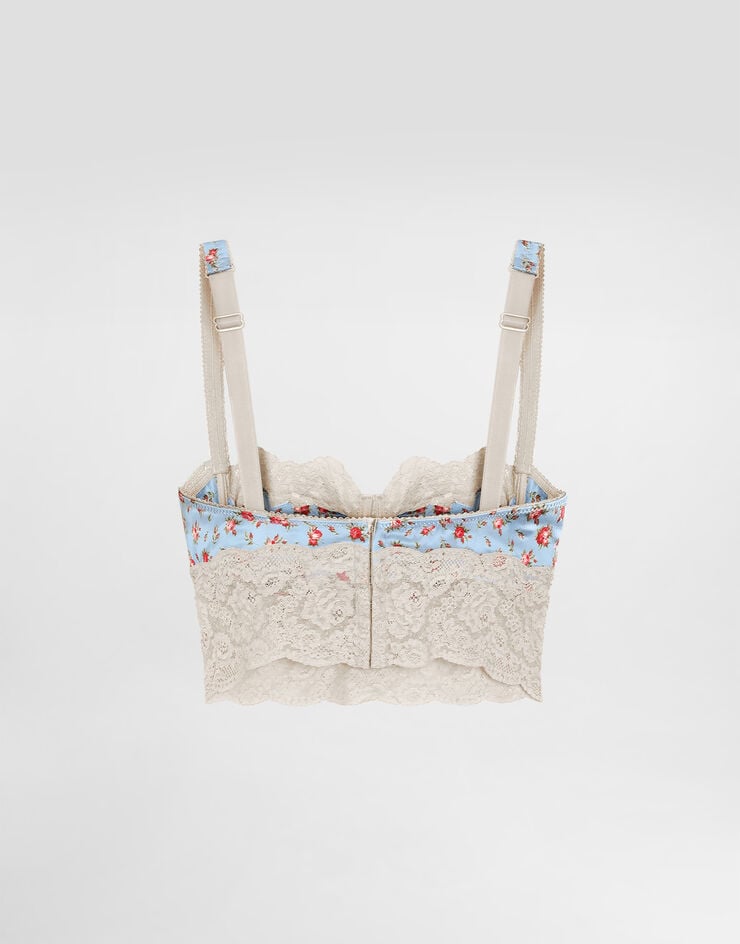 Dolce & Gabbana Small rose-print satin and lace balconette Multicolor O1C93TON0E3