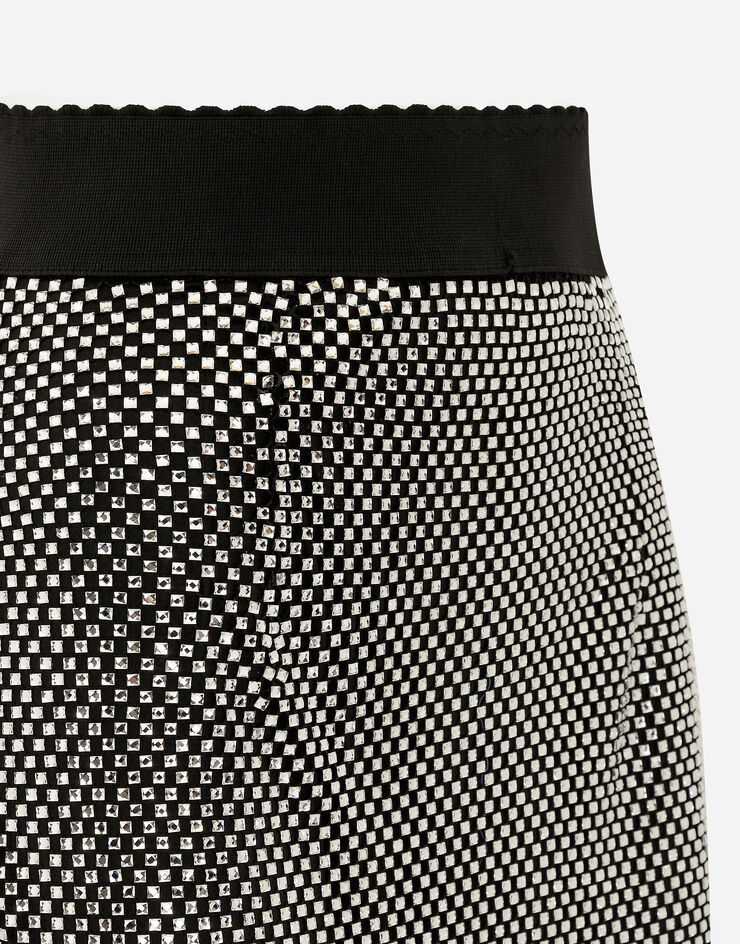 Dolce & Gabbana Falda longuette en malla de cristales Plateado F4C0KTHLSA0