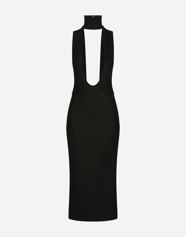 Dolce & Gabbana Vestido longuette de punto con detalle cut-out Negro F6APHTFUGKF