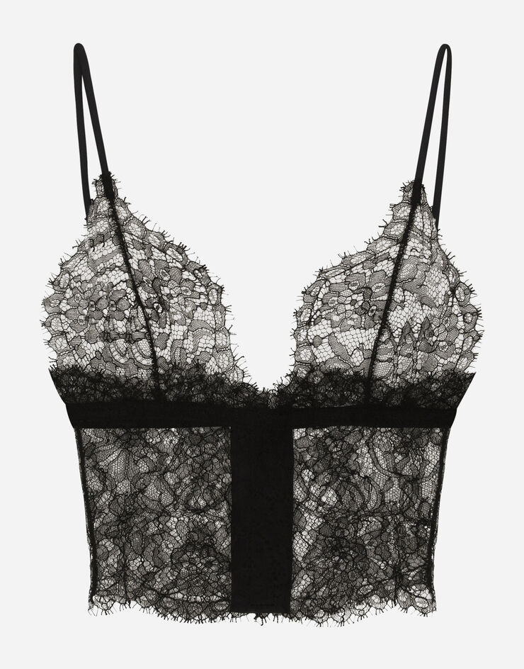 Dolce & Gabbana Bralette de triángulo en encaje Negro O7C28TONL19