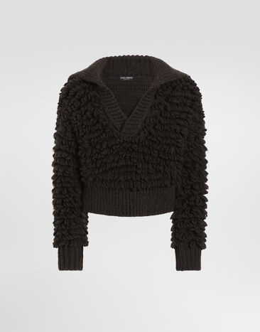 Dolce & Gabbana Fur-effect wool pullover Brown GXY86TJGMMW